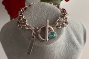 Antique Silver Plated Crystal Toggle Bracelet