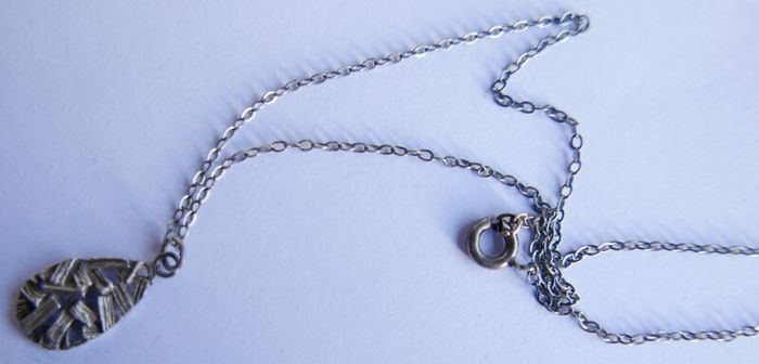 Vintage Sterling Silver 925 Drop Pendant Necklace length 15" - 1,9g