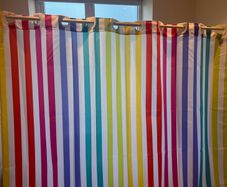Rainbow Striped Shower Curtain + Tension Rod