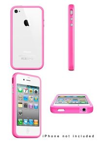 iPhone 4/ 4S Bumper Case Hard Plastic Rubber with Metal Buttons for Apple Iphone 4/4S Free Screen Protector Front Back