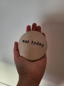 Handmade ceramic mug coaster NEW not today