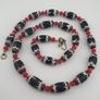 Antique Venetian Style Black Trade & Red Venetian Whiteheart Glass Beads Necklace Image 9