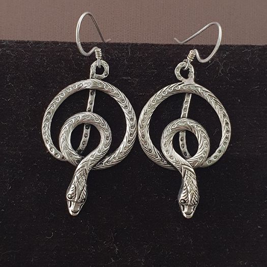 Vintage Snake Brass Earrings Long Dangle Statement Jewelry for Boho & Tribal Style