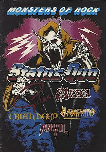 Status Quo Vintage Concert Poster Monsters Of Rock Donington Park UK August 21st 1982 Replica