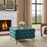 Chesterfield Velvet Square Coffee Table with Glass 63x63x45cm Image 4