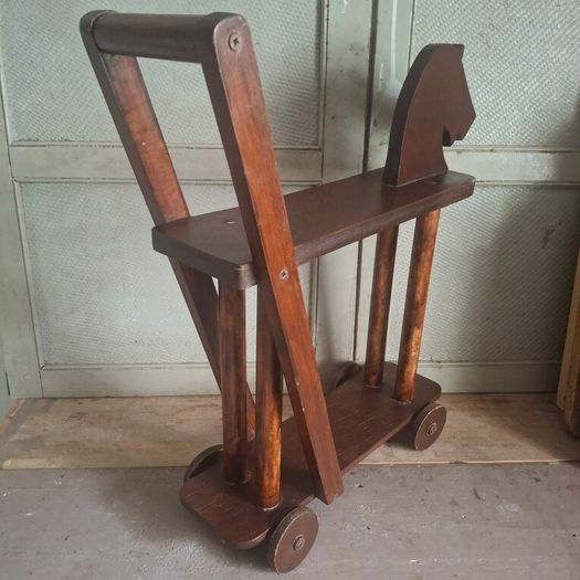 Mid Century Wooden Push Along Walker
