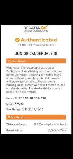 Kids Regatta Jacket - Size 14yrs