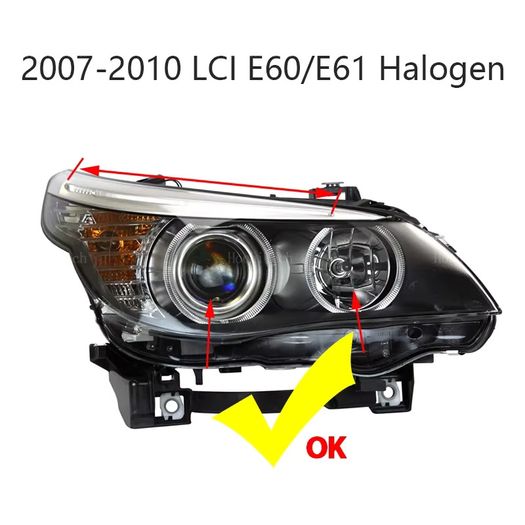 For BMW 5 Series E60 E61 LCI halogen Headlight 545i 550i 535i 530i 520i 2007-2010 100W LED Angel Eyes Marker Lights Bulb