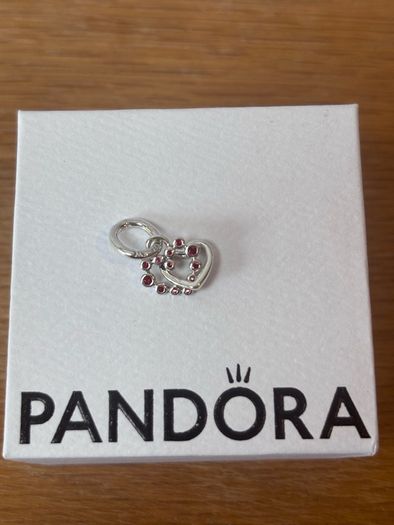 Pandora Connected Hearts & Red Stones Dangle Charm