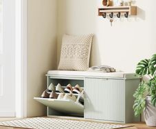 Elegant Ten Shoe Bench, with Top Seat - Green