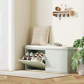 Elegant Ten Shoe Bench, with Top Seat - Green