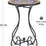 NEW SALE | Round Side Table, Indoor and Outdoor Plant Stand, Small Coffee Table with 36cm Ceramic Tile Top for Patio Balcony, 53cm Tall Mosaic Garden Table, Living Room End Table or Bedside Table, Floral Image 2