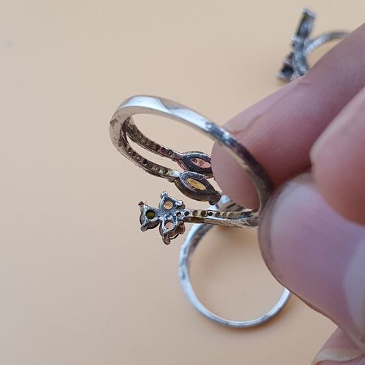 Vintage Tourmaline 925 Silver Rings Lot 4