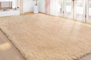 Lemon Rugs Living Room 120x160cm, Beige Area Rugs for Bedroom, Washable Anti Slip Extra Large Shaggy Soft Rug Fluffy Modern Floor Carpets Mat Beside Carpet for Kids Living Room