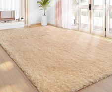 Lemon Rugs Living Room 120x160cm, Beige Area Rugs for Bedroom, Washable Anti Slip Extra Large Shaggy Soft Rug Fluffy Modern Floor Carpets Mat Beside Carpet for Kids Living Room
