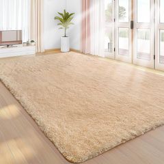 Lemon Rugs Living Room 120x160cm, Beige Area Rugs for Bedroom, Washable Anti Slip Extra Large Shaggy Soft Rug Fluffy Modern Floor Carpets Mat Beside Carpet for Kids Living Room