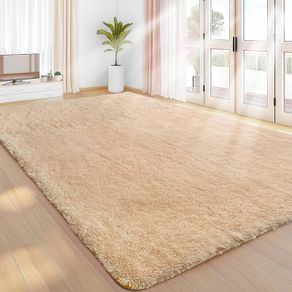 Lemon Rugs Living Room 120x160cm, Beige Area Rugs for Bedroom, Washable Anti Slip Extra Large Shaggy Soft Rug Fluffy Modern Floor Carpets Mat Beside Carpet for Kids Living Room