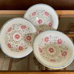 Three Discontinued Nicholas Mosse Kelloggs Hand Painted Breakfast Bowls