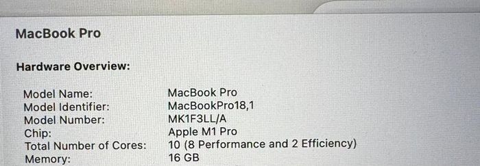 MacBook 16" 2021 / M1 Pro  / 10-core / 16GB / 1TB / 418 cycles