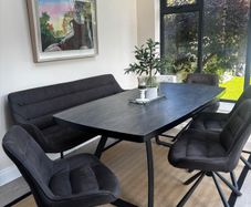 Dining table with bench and chairs