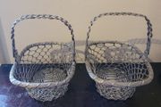 Vintage pair of stainless steel woven baskets