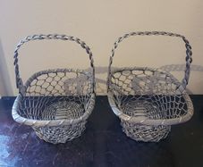 Vintage pair of stainless steel woven baskets