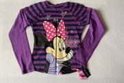 Disney Girl's Minnie Mouse Purple &amp; Black Stripe Long Sleeve Top