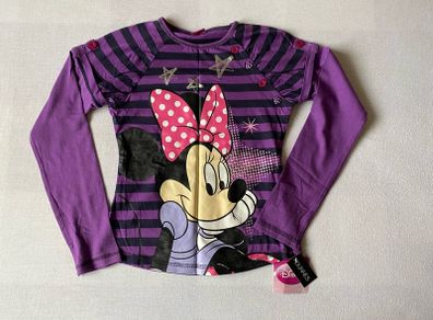 Disney Girl's Minnie Mouse Purple & Black Stripe Long Sleeve Top