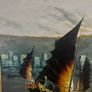 Vintage Oil Painting on Board of Boats in a Harbour Image 3