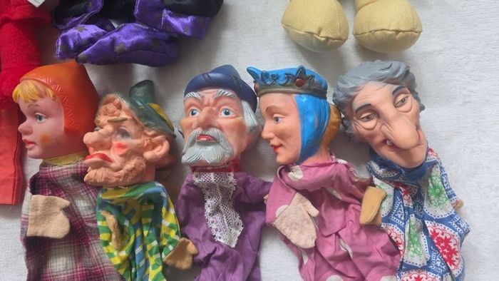 Collection of vintage hand puppets - various characters