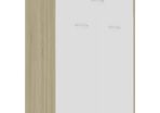 Shoe Cabinet White and Sonoma Oak 60x35x84 cm Chipboard