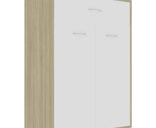 Shoe Cabinet White and Sonoma Oak 60x35x84 cm Chipboard