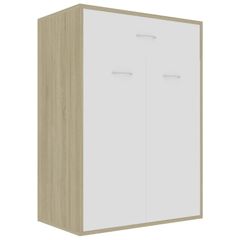 Shoe Cabinet White and Sonoma Oak 60x35x84 cm Chipboard