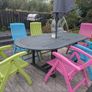 Colourful Solid-Wood Garden Table, 6 Reclining Chairs & Parasol Image 2
