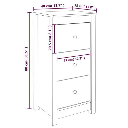 Sideboards 2 pcs Black Solid Wood Pine