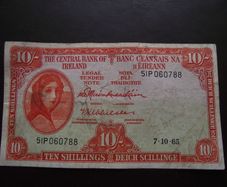 The Central Bank of Ireland. Lady Lavery 10 shillings (1965)