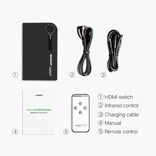 3D 4K 3 in 1 Out Resolution HDMI Switch