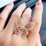 Butterfly Pink Crystal Rose Gold Ring Image 3