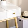 Vanity set with stool, foldable mirror, Scandinavian style, 2 drawers, 100 x 45 x 118 cm, white Image 6