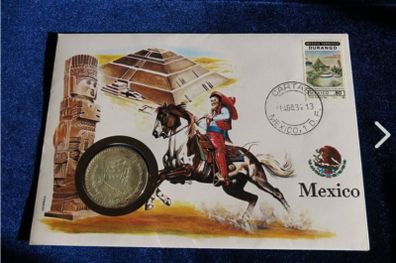 Mexico Silver Peso 1959 Rare coin stamp cover