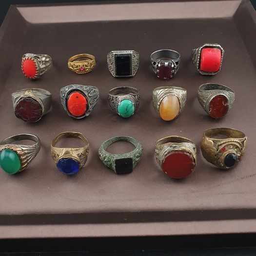 Antique Brass Ring Collection 15 Mixed Vintage Handmade Rings