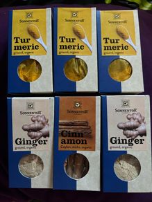 Turmeric ginger Ceylon cinnamon organic spices superfood