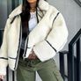 zara faux fur biker jacket Image 6