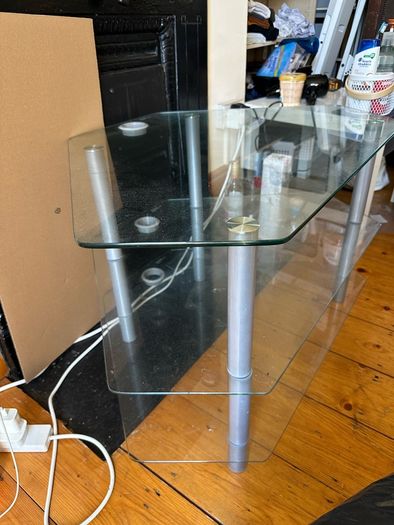 Free Glass TV Stand, Shelving Unit, Collection Only
