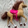 2018 Mattel Barbie Horse from Hugs N Horses Playset Pink Saddle Head Moves Used Please look at the pictures Image 7