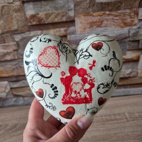 Decorative decoupaged foam heart, 15x15 cm