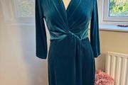 Rowen Avenue Teal Velvet like Wrap style Dress - Size S