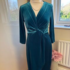 Rowen Avenue Teal Velvet like Wrap style Dress - Size S