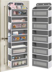 Over The Door Organizer Storage 2 Pack, 5 Shelves Door Organizer Hanging with 10 Mesh Pockets, Behind Door Storage  Ideal for Newborn, Nursery, and Baby Essentials Daily Use Dark Gray