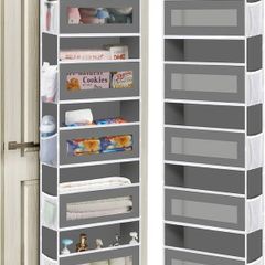 Over The Door Organizer Storage 2 Pack, 5 Shelves Door Organizer Hanging with 10 Mesh Pockets, Behind Door Storage  Ideal for Newborn, Nursery, and Baby Essentials Daily Use Dark Gray